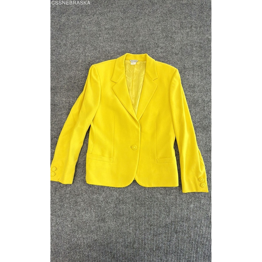 Vintage 90s Gianni Versace Couture Women's Yellow Single Button Blazer Sz 10
